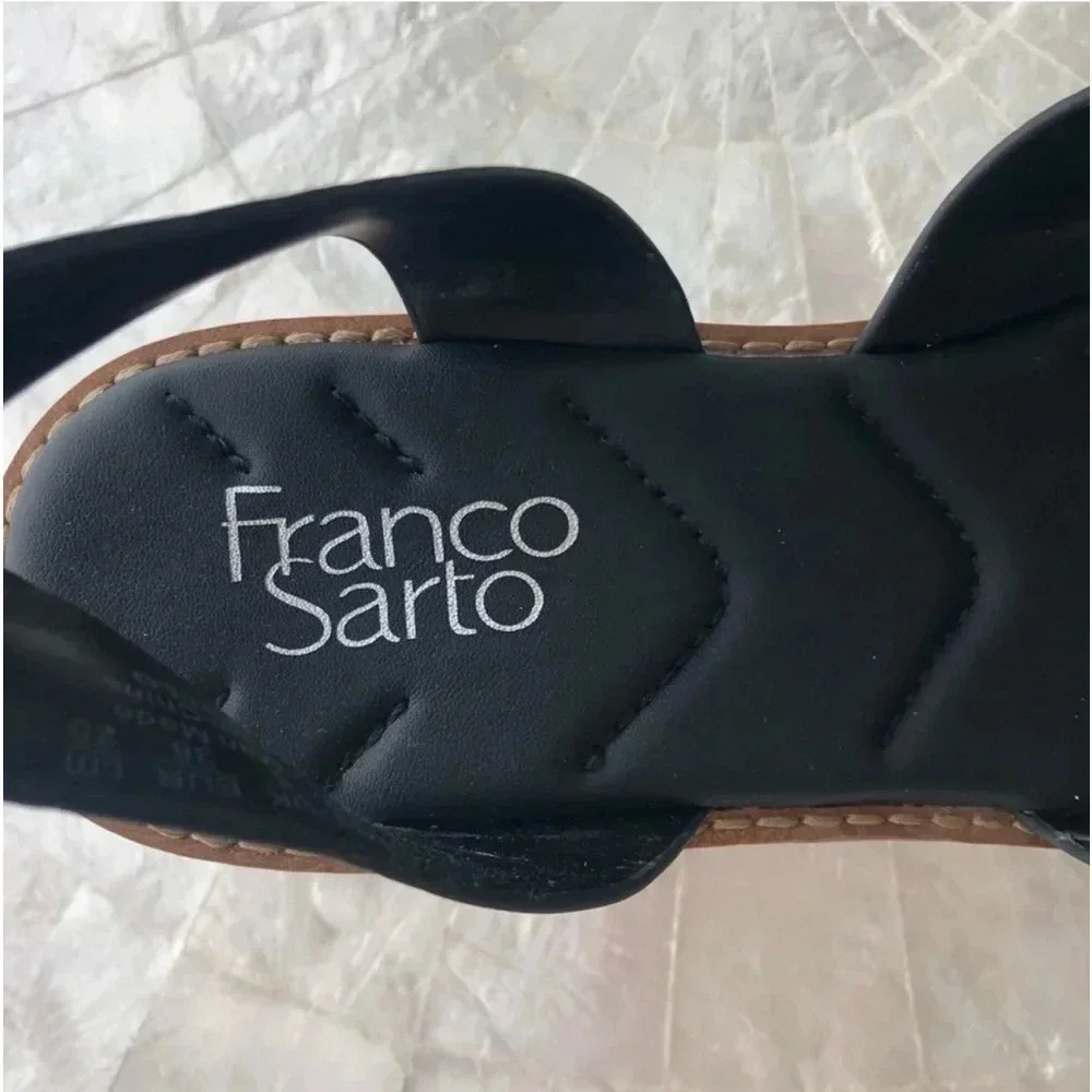New Franco Sarto Sabello Platform Sandal cork Croc Embossed black animal print